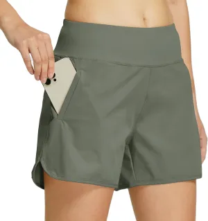Willit Womens 4" Running Hiking Shorts Athletic Active Shorts with Liner Quick Dry Sports Shorts Zipper Pocket