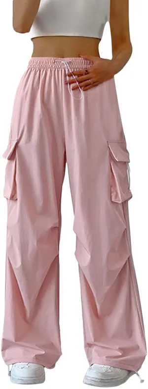Women Cargo Pants Baggy Y2K Clothing Multi Pockets High Waist Loose Straight Leg Pants Vintage Grunge Aesthetic
