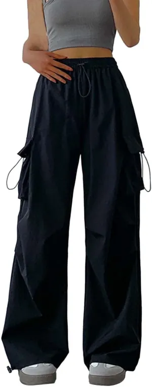Women Cargo Pants Baggy Y2K Clothing Multi Pockets High Waist Loose Straight Leg Pants Vintage Grunge Aesthetic