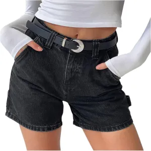 Women Jean Shorts High Waisted Carpenter Denim Shorts with Pockets Trendy Fashion Summer Shorts Jean Shorts for
