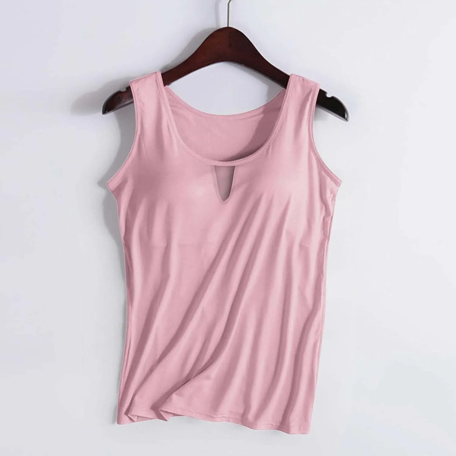 Women Rib Tank Tops with Built in Bras Summer Padded Camisoles for Fitness Workout Outfits Undershirts Cami Tops