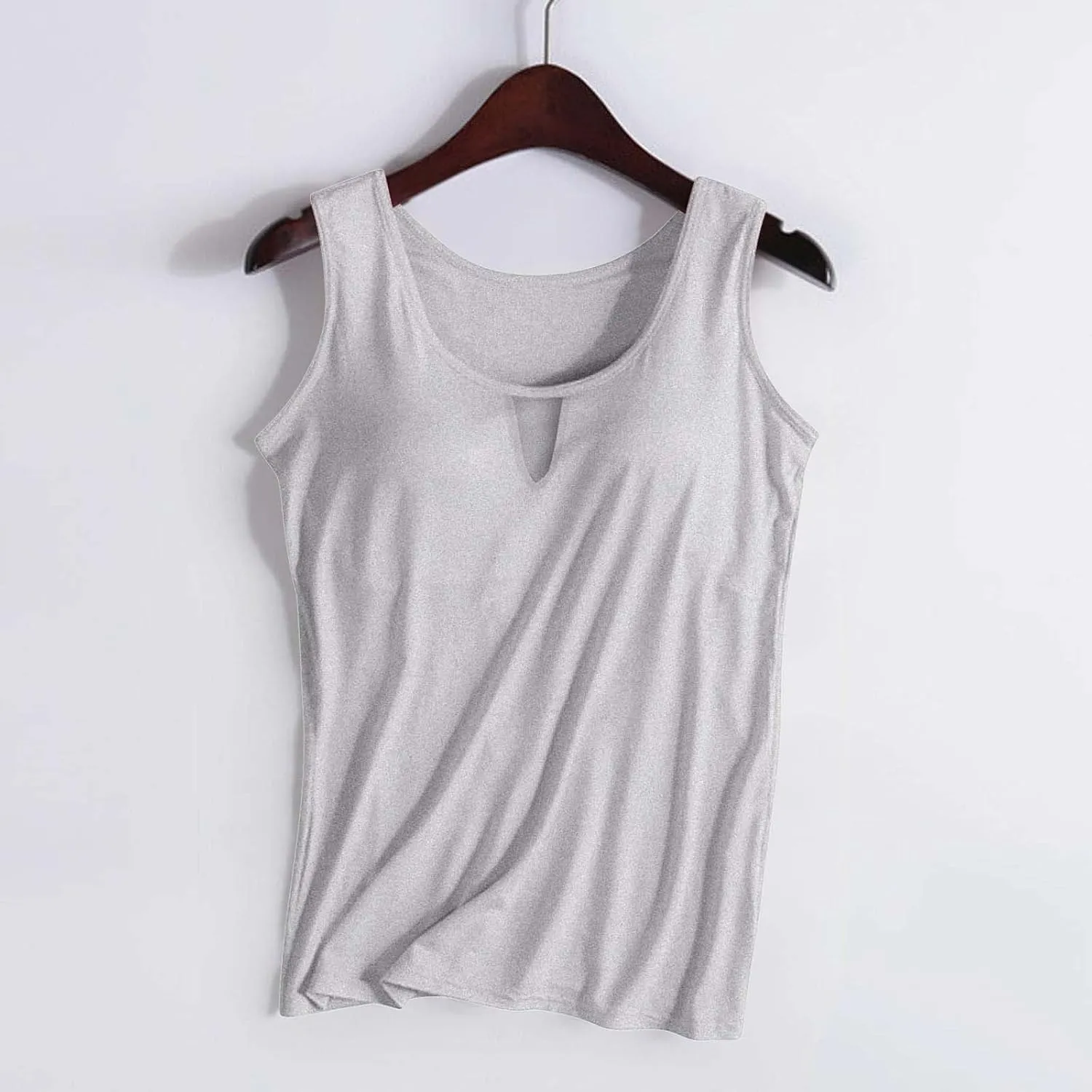 Women Rib Tank Tops with Built in Bras Summer Padded Camisoles for Fitness Workout Outfits Undershirts Cami Tops