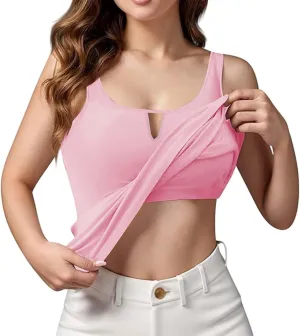 Women Rib Tank Tops with Built in Bras Summer Padded Camisoles for Fitness Workout Outfits Undershirts Cami Tops