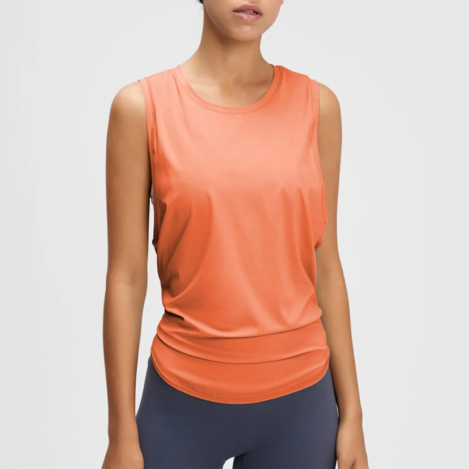 Women Sleevless Yoga Tops Solid Color Quick Dry Workout Tanks Ladies Crew Neck Loose Sport Fitness T-Shirts 2024