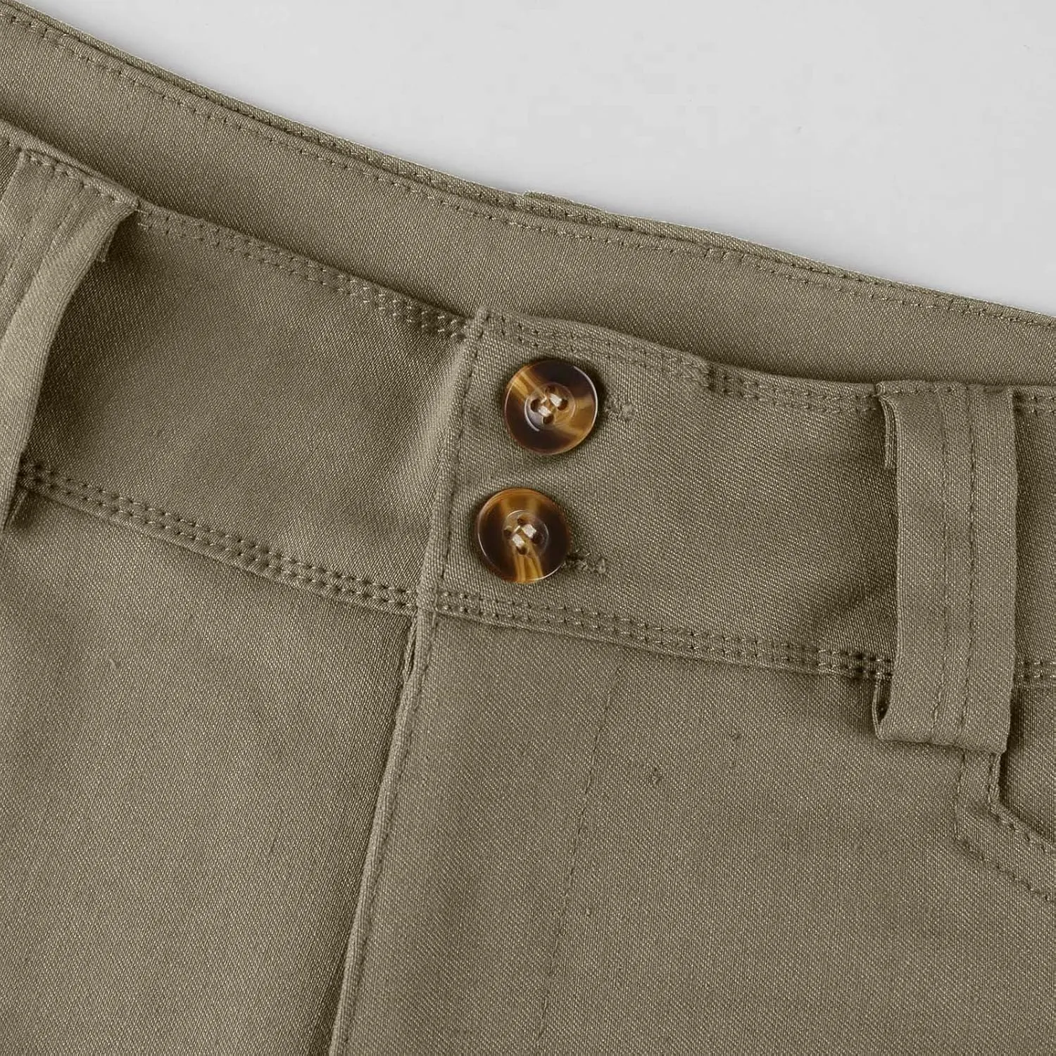 Women Stretch Twill Shorts Casual High Waisted Summer Shorts Folded Hem Chino Shorts Bermuda Shorts with Pockets