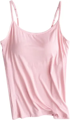 Women V-Neck Camisole with Shelf Bra Slim Fit Cotton Undershirts Cami Shirts for Layering Summer Tank Tops for Women