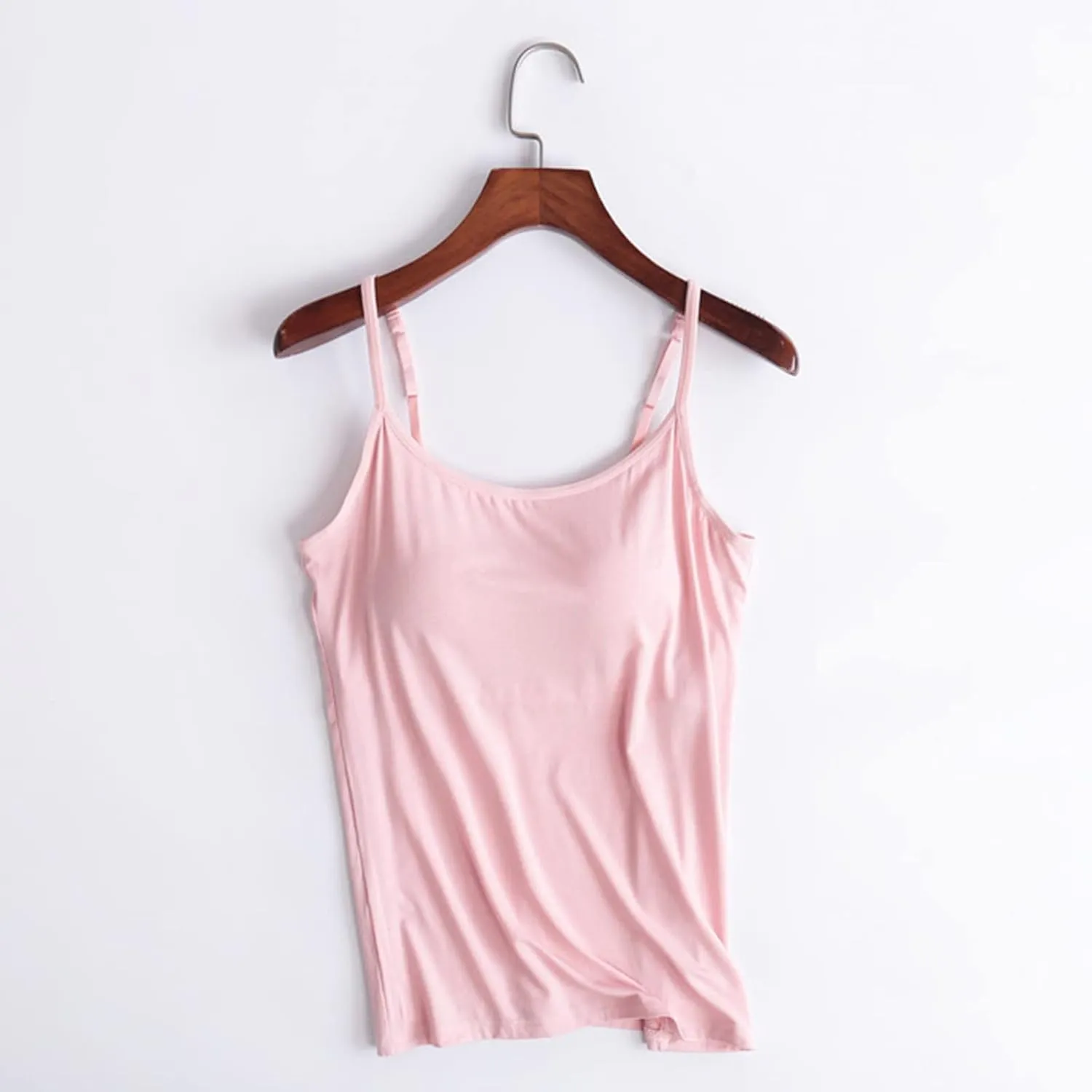 Women V-Neck Camisole with Shelf Bra Slim Fit Cotton Undershirts Cami Shirts for Layering Summer Tank Tops for Women