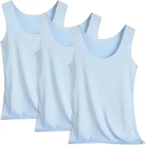 Women's 3pc Summer Seamless Ice Silk Vest Inner Wear Bottoming Shirt Sleeveless Camisole Blouses 2025 Summer Basic Tank Shirt