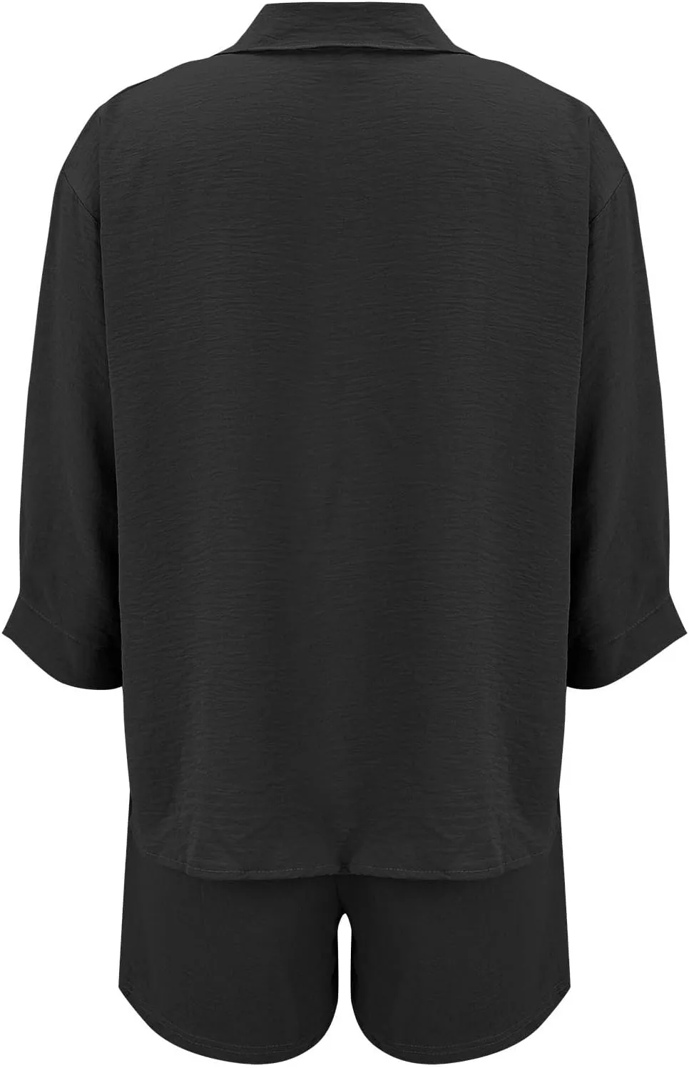 Womens Button Down Short Sleeve Shirts Summer Cotton Linen Top Blouses and High Waist Loose Pocket Shorts Jumpsuits