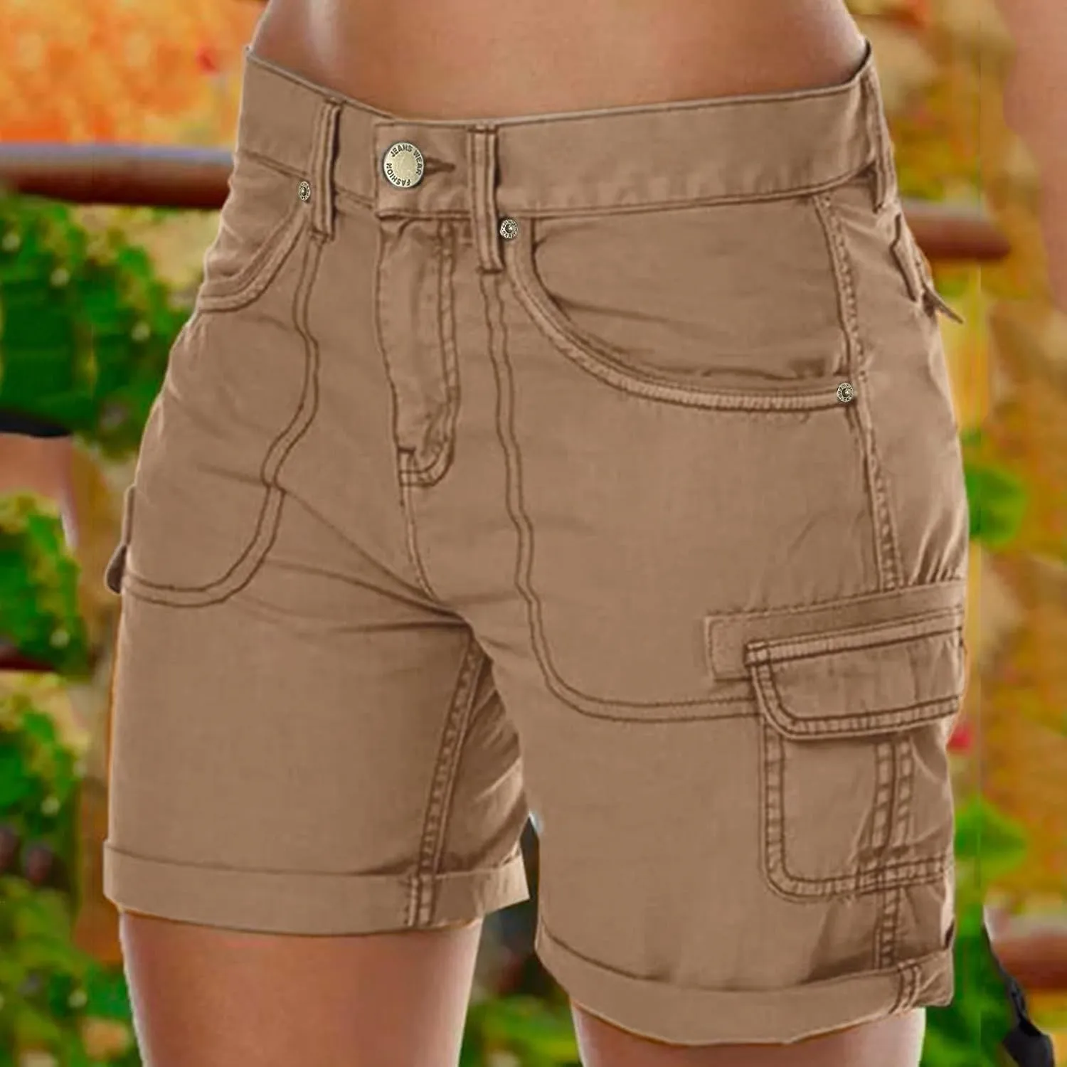 Womens Cargo Shorts Trendy Summer 2025 Casual High Waisted Work Shorts Retro Loose Outdoor Hiking Shorts with Pockets