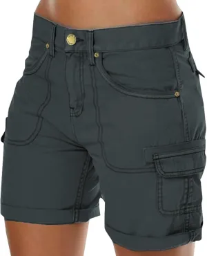 Womens Cargo Shorts Trendy Summer 2025 Casual High Waisted Work Shorts Retro Loose Outdoor Hiking Shorts with Pockets