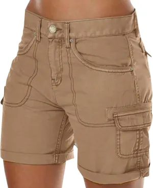 Womens Cargo Shorts Trendy Summer 2025 Casual High Waisted Work Shorts Retro Loose Outdoor Hiking Shorts with Pockets