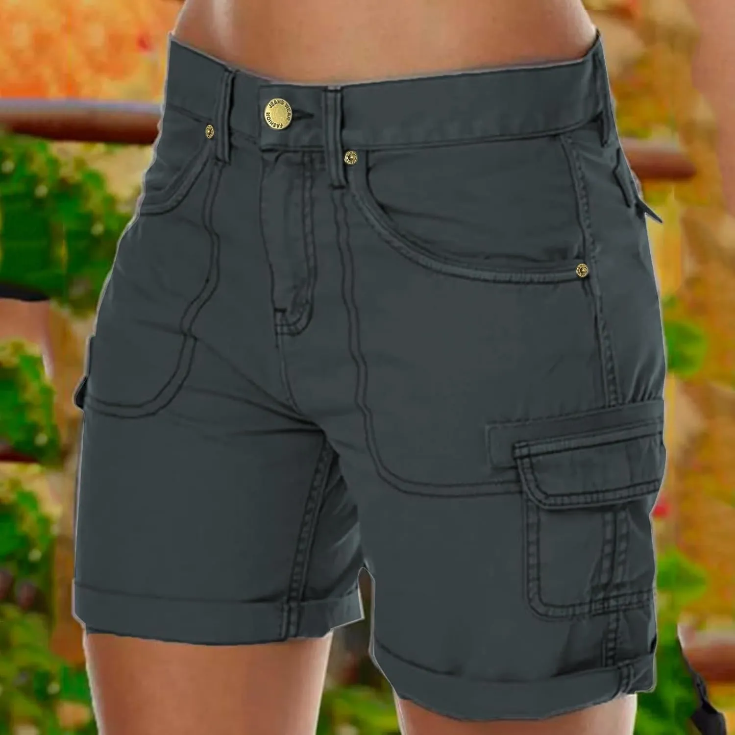 Womens Cargo Shorts Trendy Summer 2025 Casual High Waisted Work Shorts Retro Loose Outdoor Hiking Shorts with Pockets