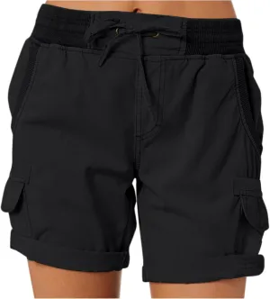 Womens Cargo Shorts Trendy Summer 2025 Casual High Waisted Work Shorts Retro Loose Outdoor Hiking Shorts with Pockets