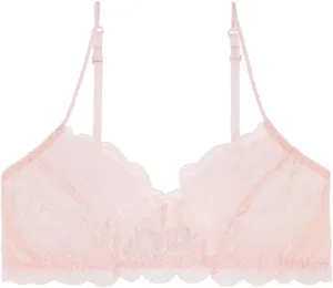 Women's Comfortable Wireless Lace Bralette with Triangle Cups and Adjustable Straps
