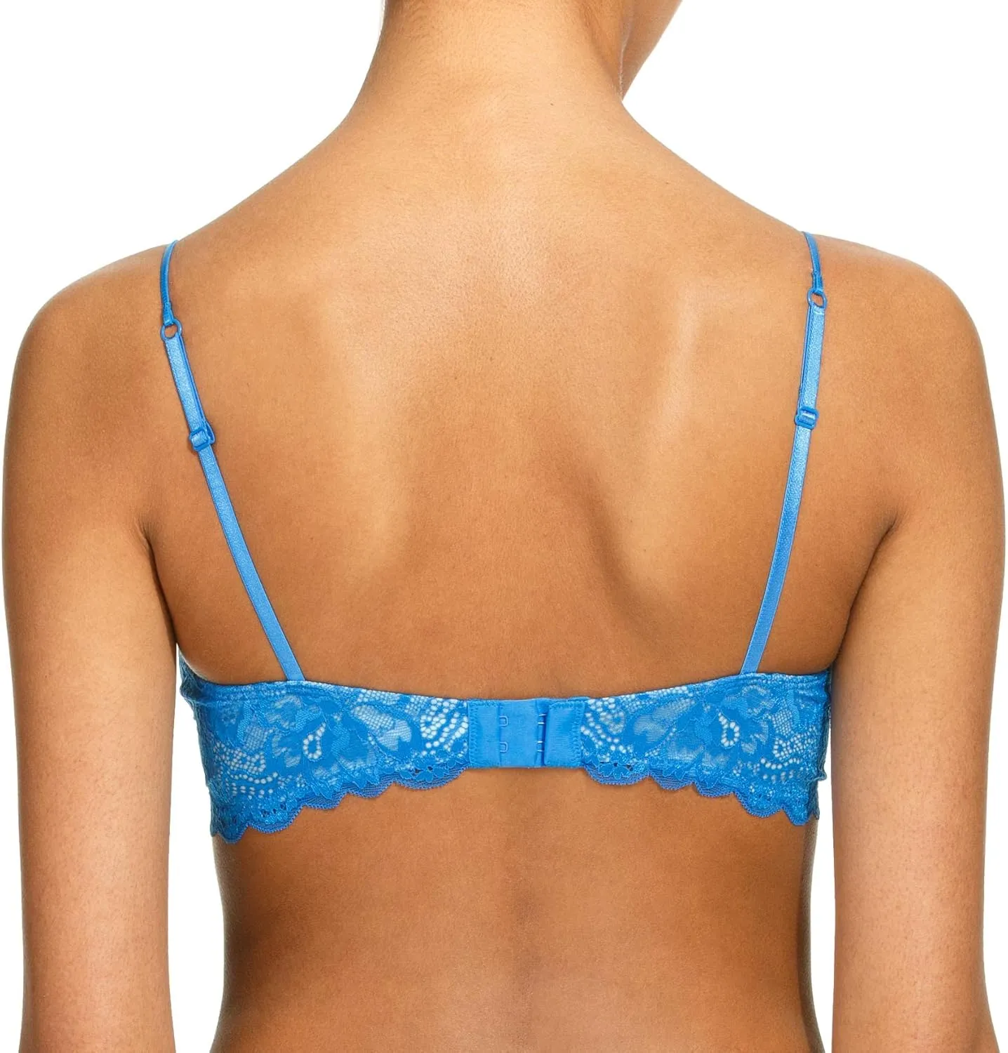 Women's Comfortable Wireless Lace Bralette with Triangle Cups and Adjustable Straps