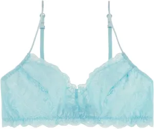 Women's Comfortable Wireless Lace Bralette with Triangle Cups and Adjustable Straps