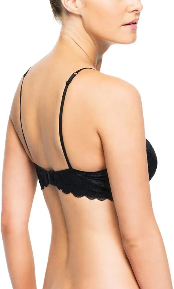 Women's Comfortable Wireless Lace Bralette with Triangle Cups and Adjustable Straps
