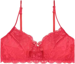 Women's Comfortable Wireless Lace Bralette with Triangle Cups and Adjustable Straps