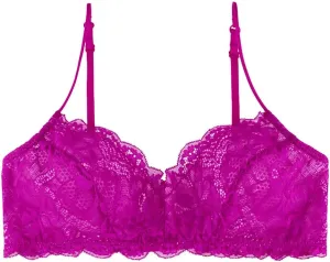 Women's Comfortable Wireless Lace Bralette with Triangle Cups and Adjustable Straps