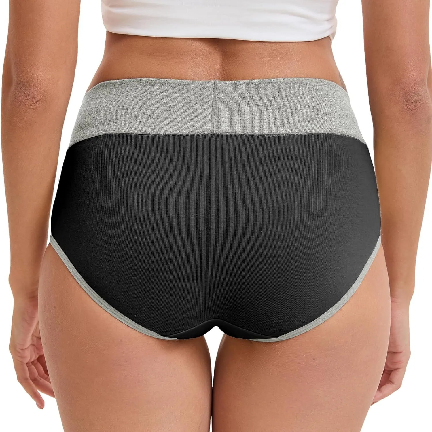 Women's Cotton Underwear High Waisted Briefs Stretch Full Coverage Panties