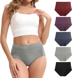 Women's Cotton Underwear High Waisted Briefs Stretch Full Coverage Panties