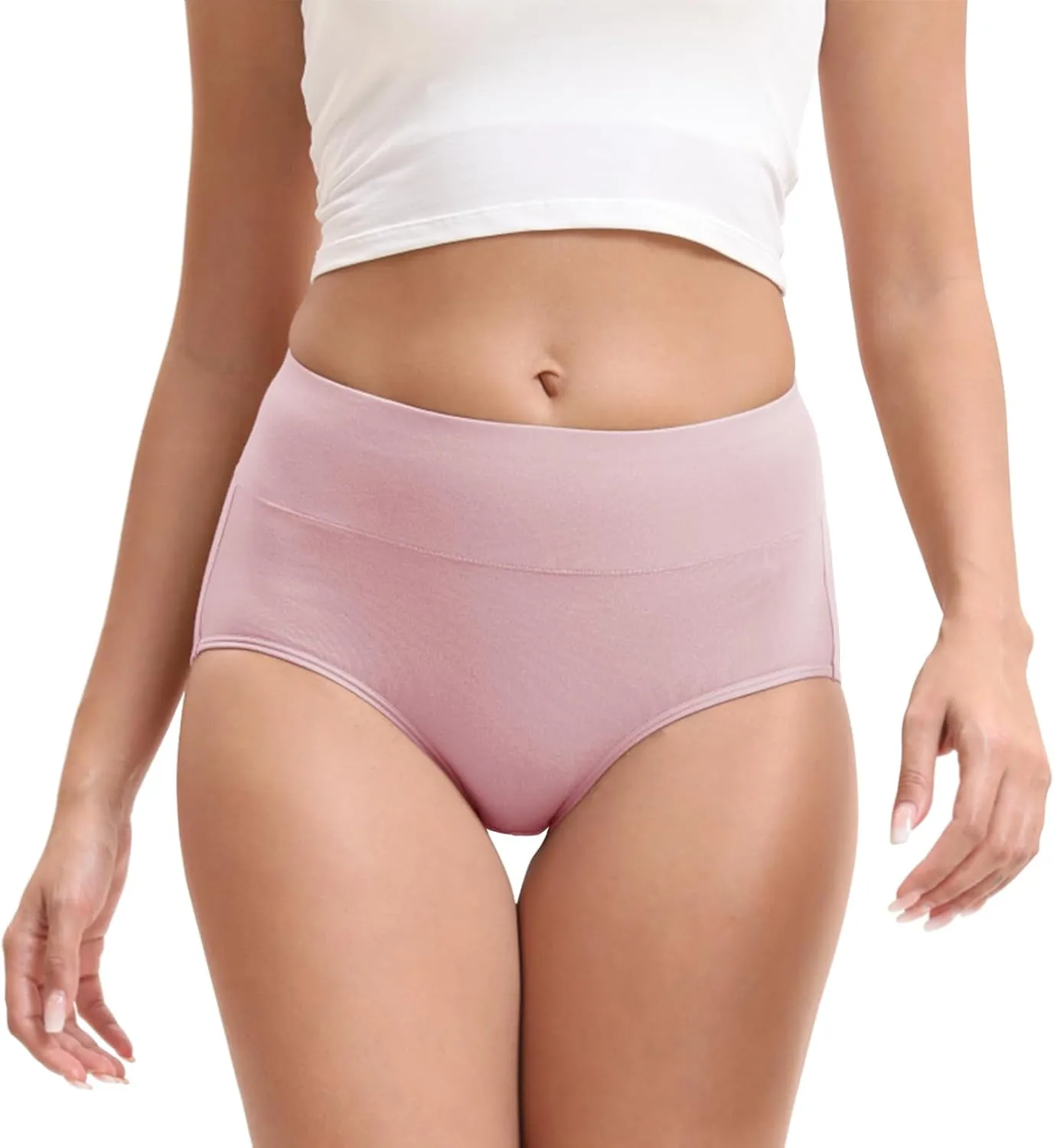 Women's Cotton Underwear High Waisted Briefs Stretch Full Coverage Panties