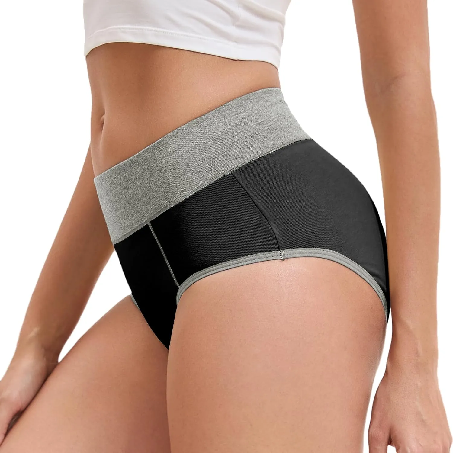 Women's Cotton Underwear High Waisted Briefs Stretch Full Coverage Panties
