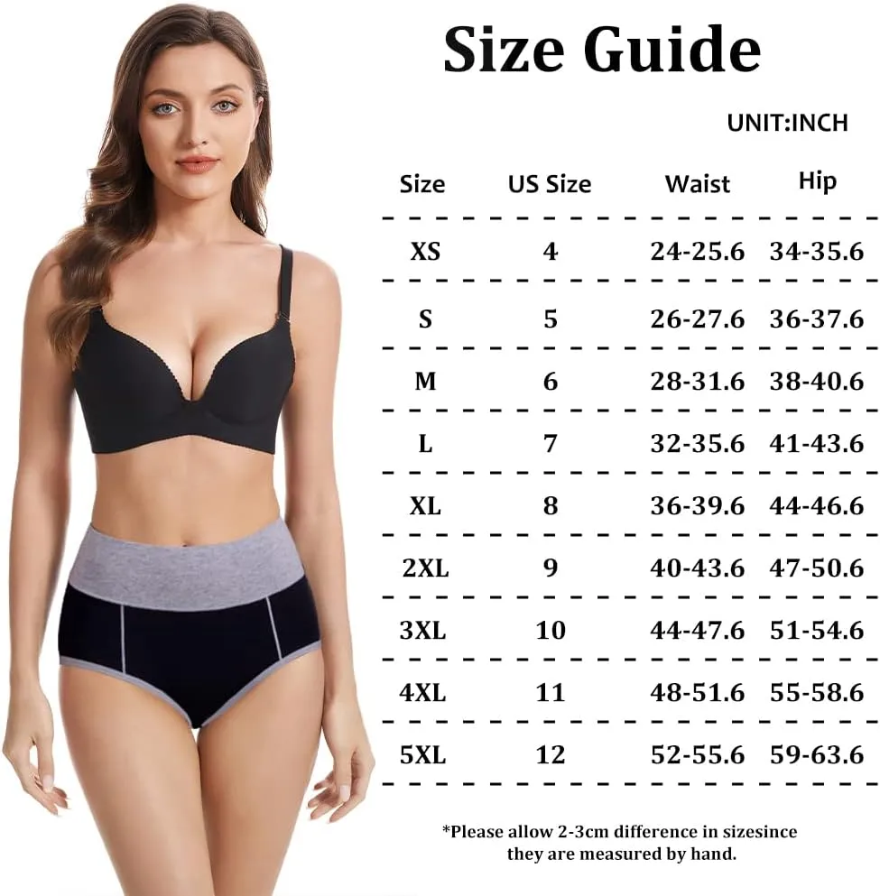 Women's Cotton Underwear High Waisted Briefs Stretch Full Coverage Panties