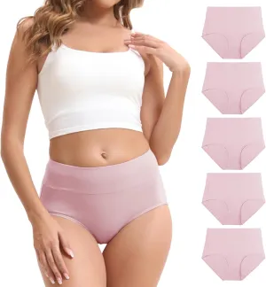 Women's Cotton Underwear High Waisted Briefs Stretch Full Coverage Panties