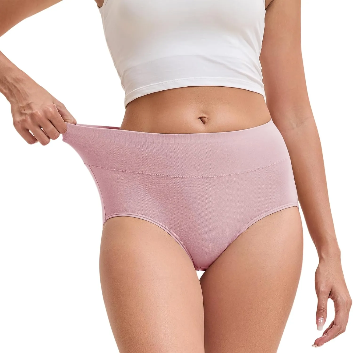 Women's Cotton Underwear High Waisted Briefs Stretch Full Coverage Panties