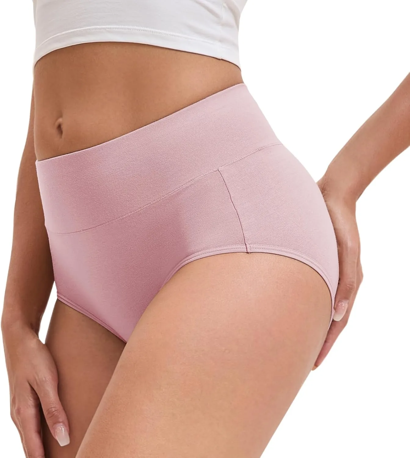 Women's Cotton Underwear High Waisted Briefs Stretch Full Coverage Panties