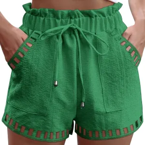 Women's Fashion Drawstring Shorts Casual Vacations Beach Summer Pants High-Waisted Lace-Up Office Relax Lounge Shorts