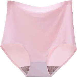 Women's High Waist Nylon Silk Underwear Seamless Cotton Crotch Belly Summer Ultra Thin Full Brief Loose Fit Ladies