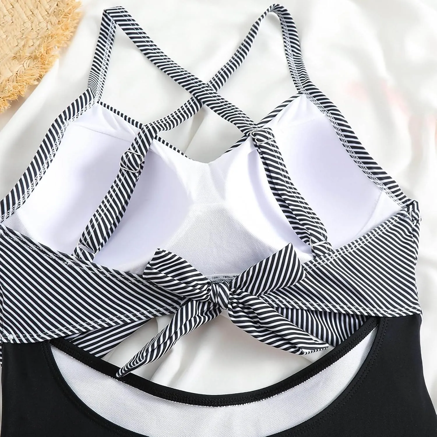Women's One Piece Swimsuits Tummy Control Cutout High Cut Halter Bathing Suit Crisscross Backless Monokini Swimsuit