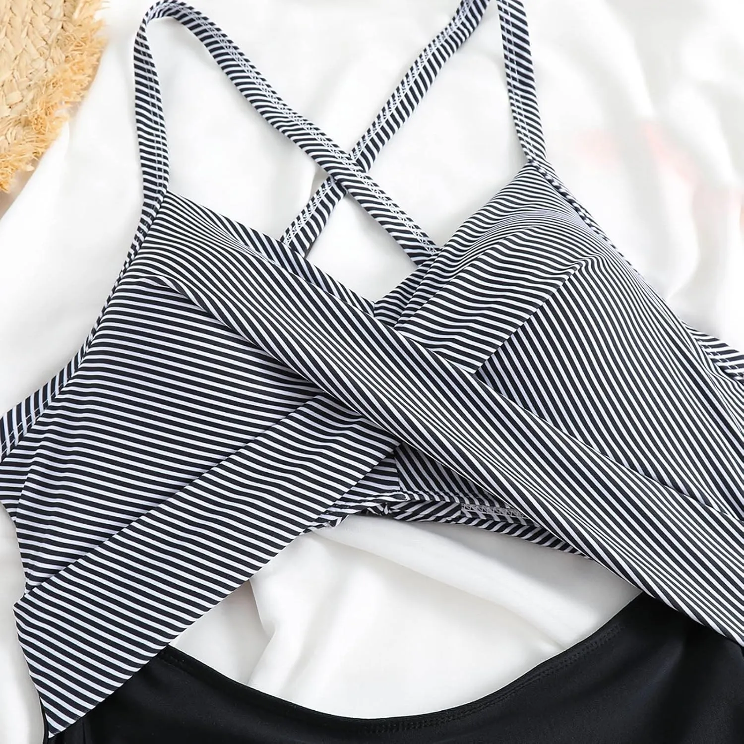 Women's One Piece Swimsuits Tummy Control Cutout High Cut Halter Bathing Suit Crisscross Backless Monokini Swimsuit
