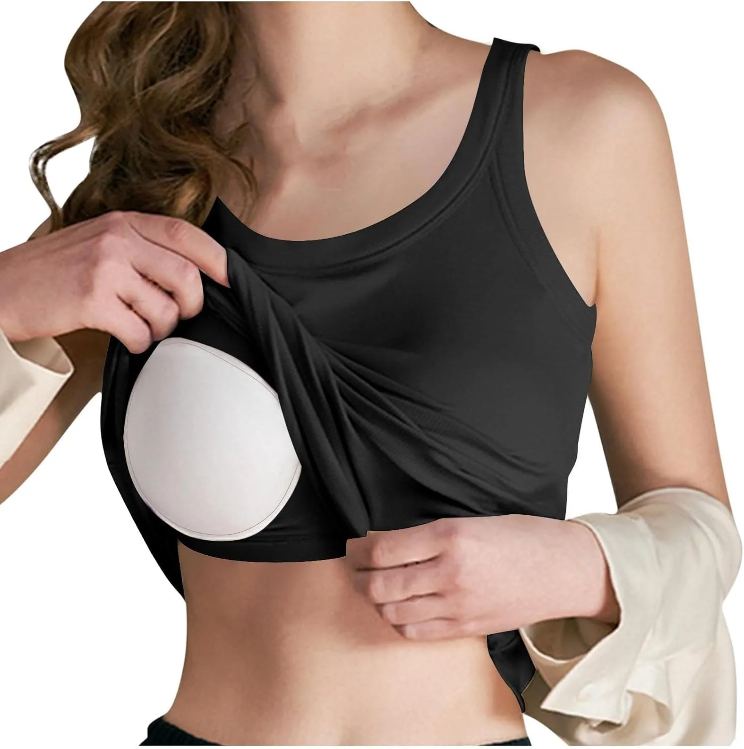 Women's Ribbed Tank Tops with Built in Bra Summer Casual Sleeveless Fitted Camisoles Padded Workout Athletic Tshirts