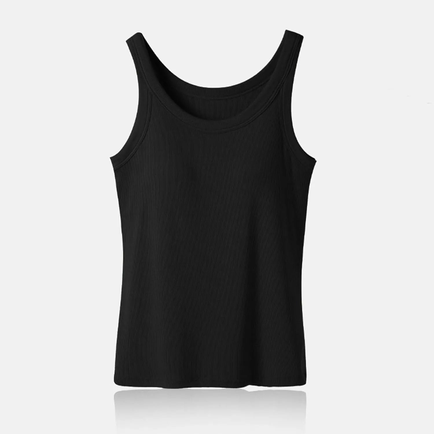 Women's Ribbed Tank Tops with Built in Bra Summer Casual Sleeveless Fitted Camisoles Padded Workout Athletic Tshirts