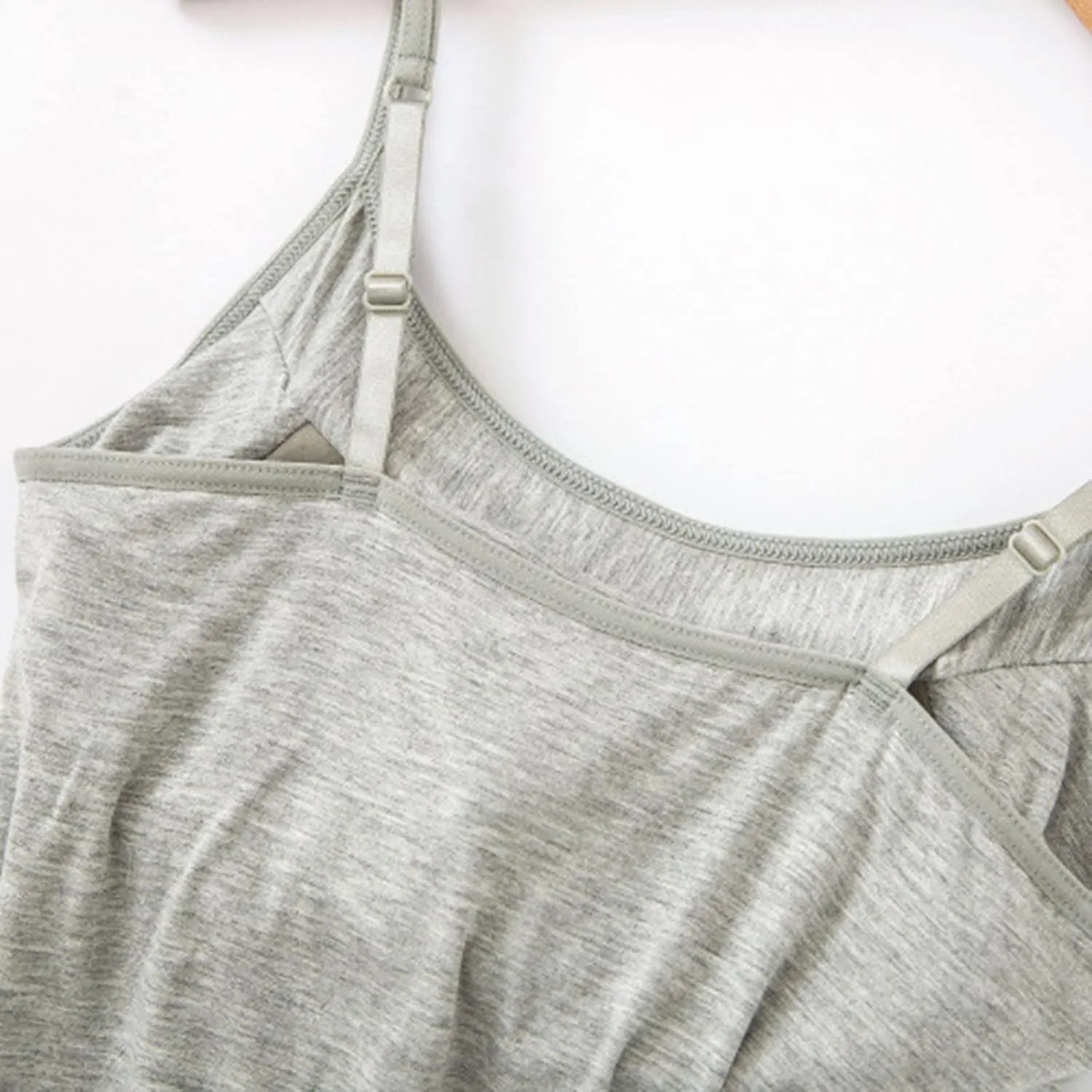 Women's Seamless Adjustable Camisole Built in Shelf Bra Plus Size Cotton Layering Undershirts Soft Sports Casual Tops