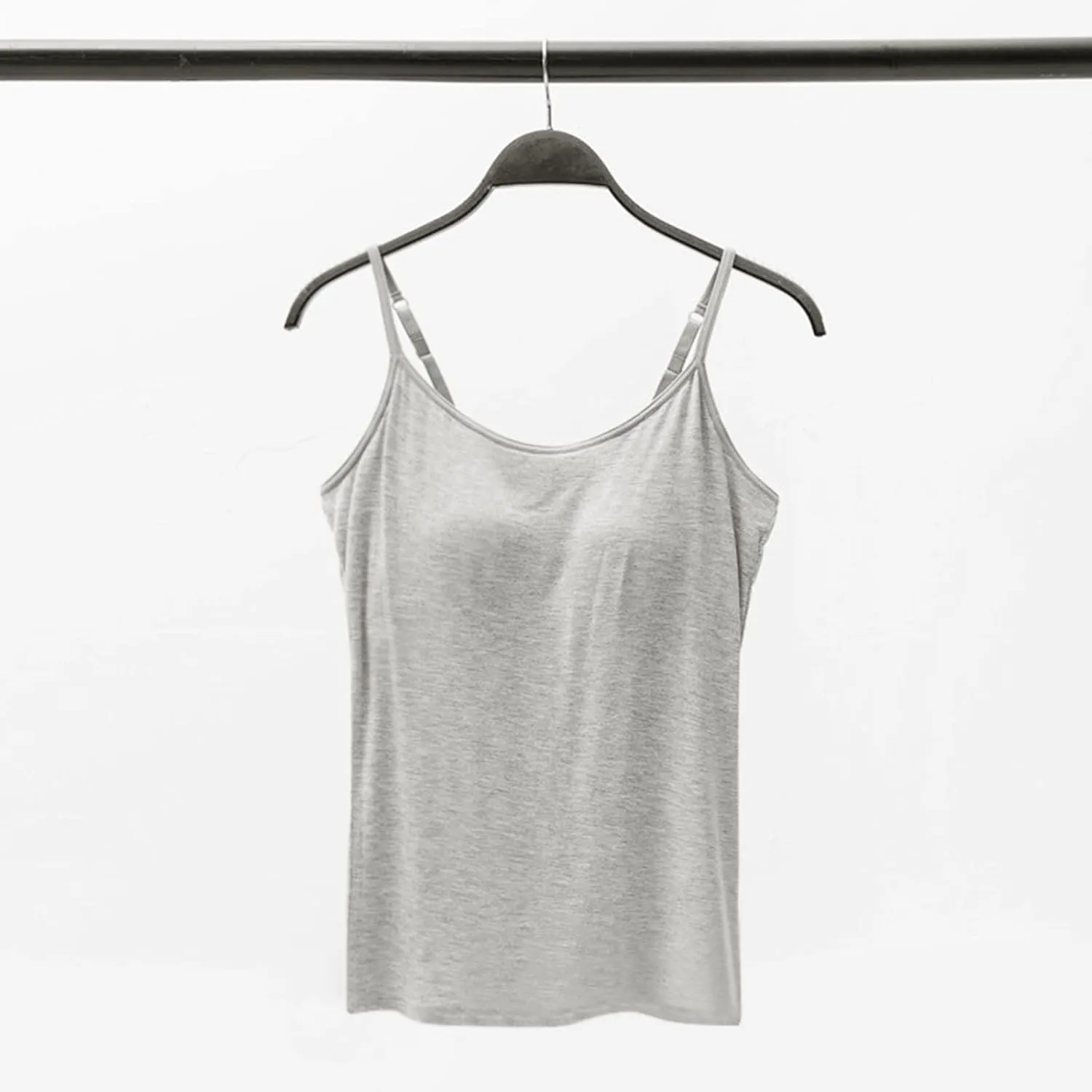 Women's Seamless Adjustable Camisole Built in Shelf Bra Plus Size Cotton Layering Undershirts Soft Sports Casual Tops