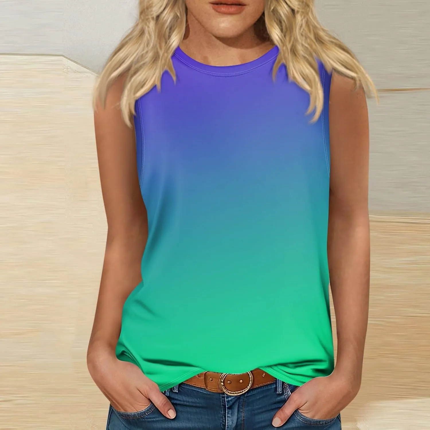 Womens Tank Tops Summer Casual Loose Tunic Blouses Crewneck Sleeveless Basic Tees Shirts Plus Size Tunic Tank Tops