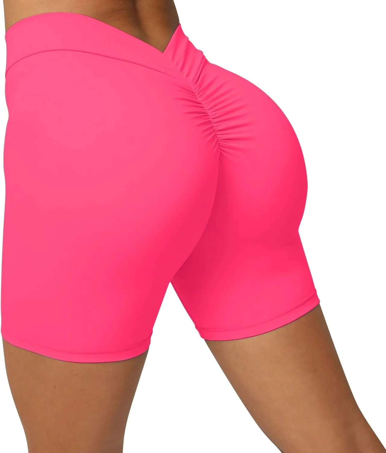 Women's V Back Leggings Shorts High Waisted Tummy Control Seamless Yoga Booty Biker Shorts Gym Pilates Running Biking