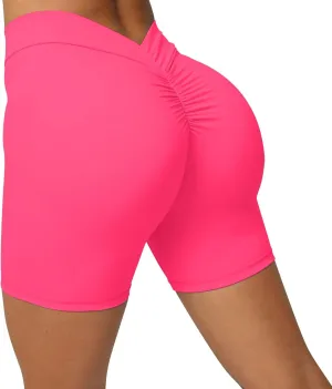 Women's V Back Leggings Shorts High Waisted Tummy Control Seamless Yoga Booty Biker Shorts Gym Pilates Running Biking