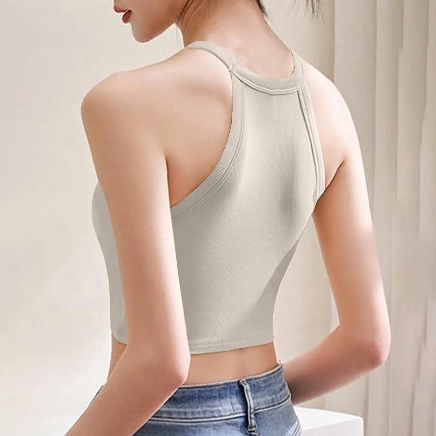 Women's with Padded Tank Tops Cute Crop Sexy Shirts Basic Going Out Tanks Wrap Bras Undershirts for Workout