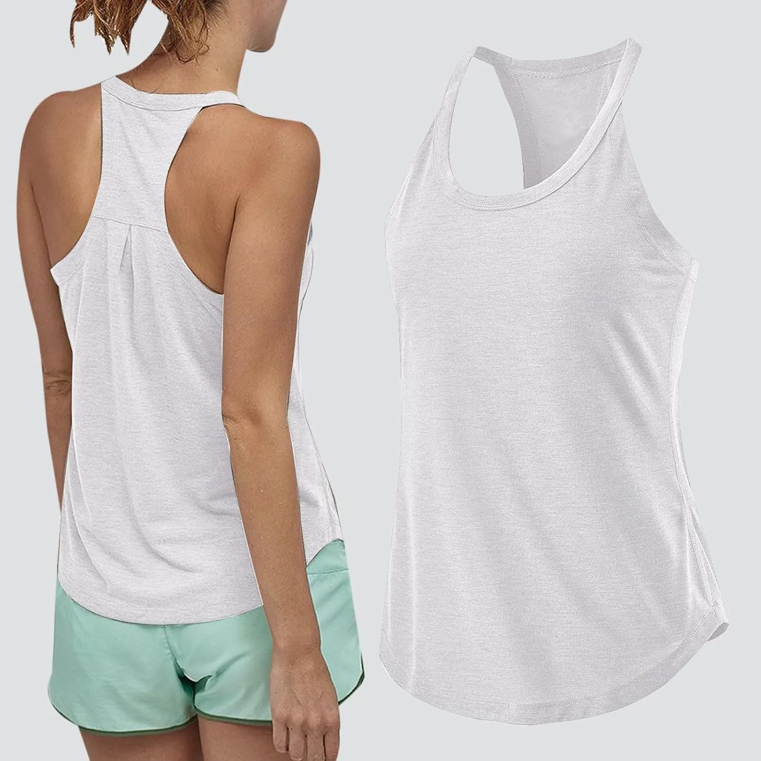 Workout Long Tank Tops for Women Casual Loose Tanks Top Fashion Racerback Vest Yoga Athletic Tees Sleeveless Shirts