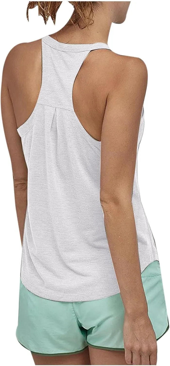 Workout Long Tank Tops for Women Casual Loose Tanks Top Fashion Racerback Vest Yoga Athletic Tees Sleeveless Shirts
