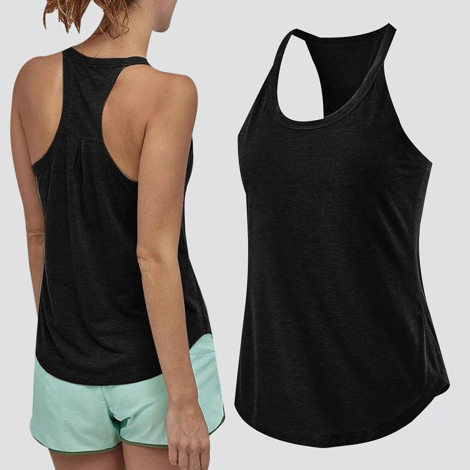 Workout Long Tank Tops for Women Casual Loose Tanks Top Fashion Racerback Vest Yoga Athletic Tees Sleeveless Shirts