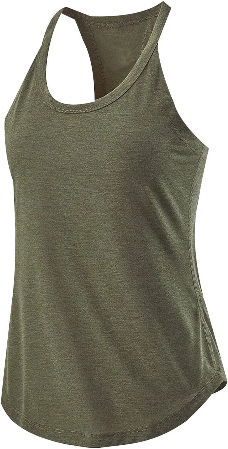 Workout Tank Tops Woman Racerback Sleeveless Running Tanks Scoop Neck Loose Athletic Yoga Camisole Sports Shirts