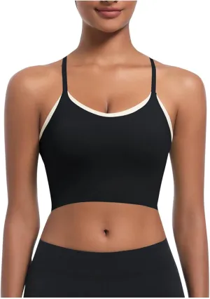 Workout Tops for Women Racerback Sleeveless Crop Tank Tops Seamless Athletic Yoga Sports Bras Running Tank Tops