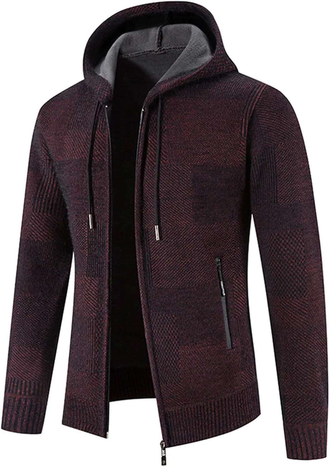 XIAXOGOOL Cardigan Sweater For Men,Men's Full Zip Print Cardigan Hoodie Fleece Lined Long Sleeve Slim Fit Winter Coat